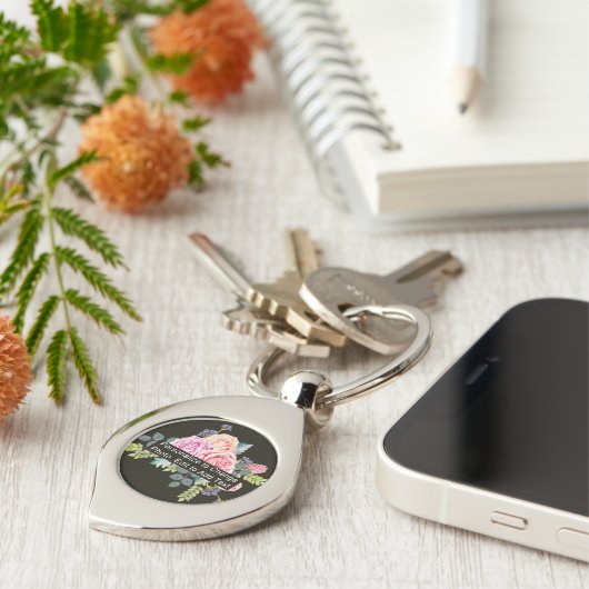 Aangepaste foto Art Name Monogram Quote Heart Shap Sleutelhanger (Zijkant)