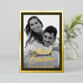 Aangepaste foto | Automatisch naar zwart en wit co Folie Feestdagenkaart (Staand Voorkant)