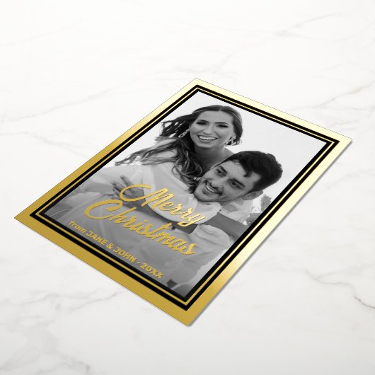 Aangepaste foto | Automatisch naar zwart en wit co Folie Feestdagenkaart (Gedraaid)