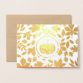 Aangepaste foto | Autumn Leaves Pumpkin Thanksgivi Folie Kaarten (Voorkant met envelop)