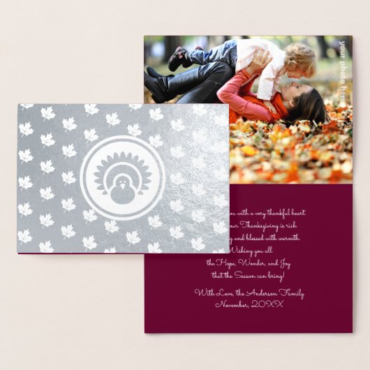 Aangepaste foto | Autumn Leaves, Turkey Thanksgivi Folie Kaarten (Display)