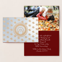 Aangepaste foto | Autumn Leaves, Turkey Thanksgivi Folie Kaarten