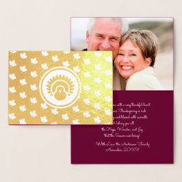 Aangepaste foto | Autumn Leaves, Turkey Thanksgivi Folie Kaarten