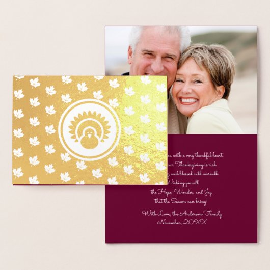 Aangepaste foto | Autumn Leaves, Turkey Thanksgivi Folie Kaarten (Display)