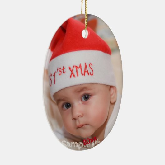 Aangepaste foto baby 1e kerst keramisch ornament (Rechts)