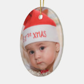 Aangepaste foto baby 1e kerst keramisch ornament (Links)