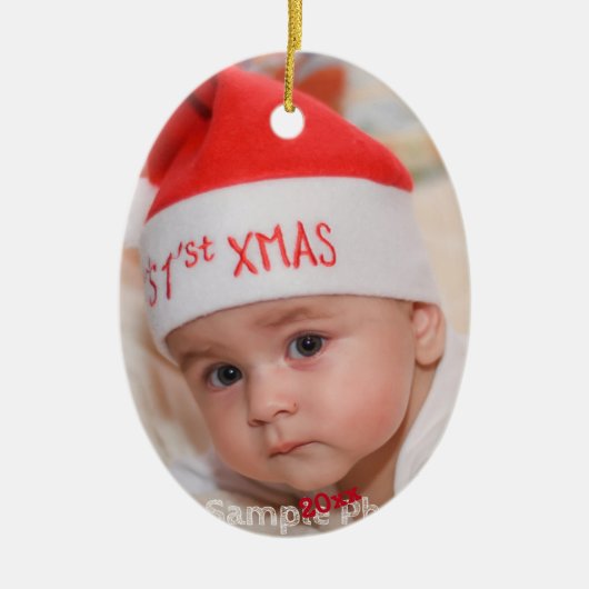 Aangepaste foto baby 1e kerst keramisch ornament (Voorkant)