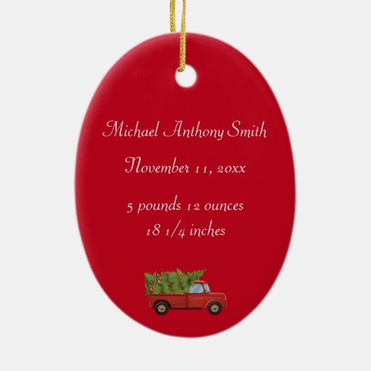 Aangepaste foto baby 1e kerst keramisch ornament (Achterkant)