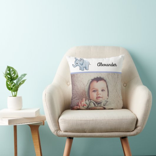 Aangepaste foto Baby Blue Elephant Kussen (Stoel)