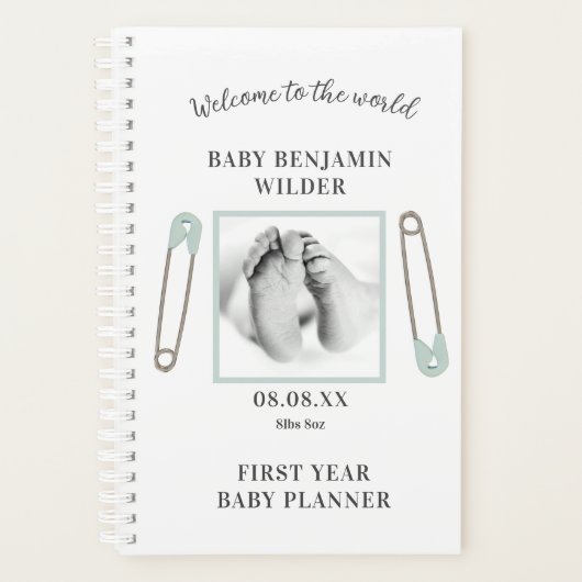 Aangepaste foto baby Blue First Year Planner (Voorkant)
