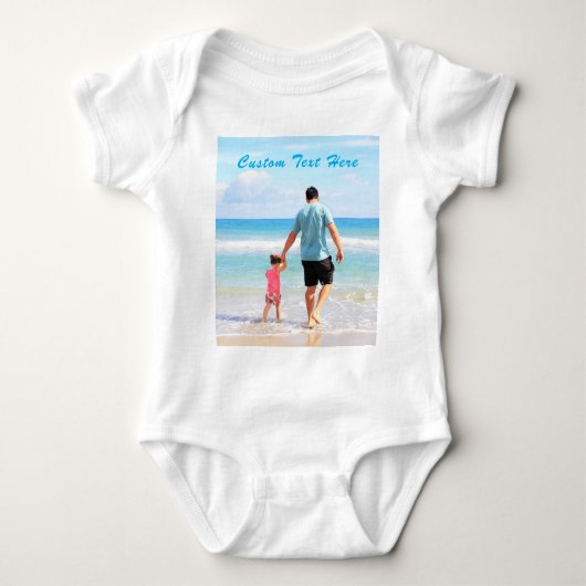Aangepaste Foto Baby Bodysuit met Tekst (Voorkant)