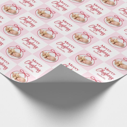 Aangepaste Foto Baby Eerste Kerst Cadeaupapier (Hoek)