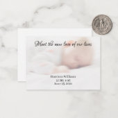 Aangepaste foto Baby Geboortenaam - Mededelingskaa Notitiekaartje (Voorkant / Achterkant in situ)
