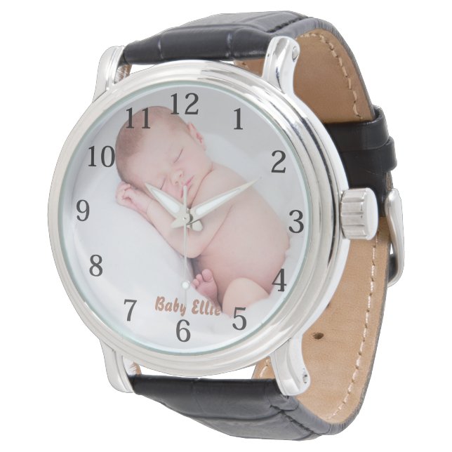 Aangepaste foto Baby Horloge (Gekanteld)