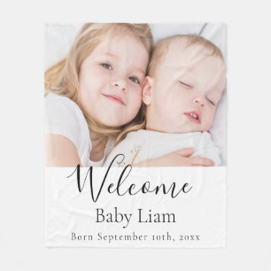 Aangepaste foto-baby pasgeboren naam fleece deken