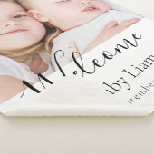 Aangepaste foto-baby pasgeboren welkomstnaam sherpa deken (3/4)