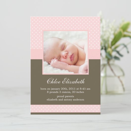 Aangepaste foto-Baby Polka Dots Aankondiging (Staand voorkant)