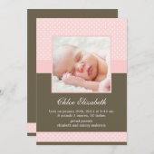 Aangepaste foto-Baby Polka Dots Aankondiging (Voorkant / Achterkant)