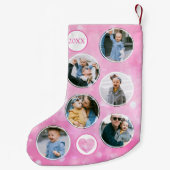 Aangepaste foto-Baby Roze Kleine Kerstsok (Achterkant)