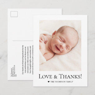 Aangepaste foto Baby Shower Liefde en Dank  Briefkaart