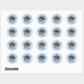 Aangepaste foto Baby shower Modern Script Dank u Ronde Sticker (Vel)