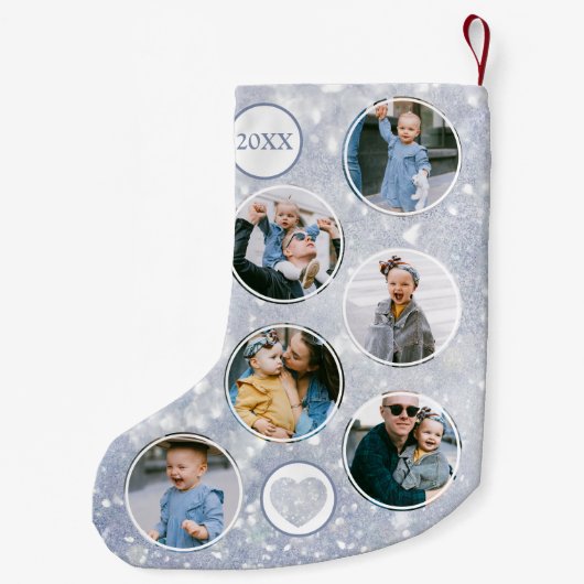 Aangepaste foto-Baby Silver Kleine Kerstsok (Achterkant)