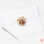 Aangepaste Foto Baby's 1e Thanksgiving Herfst Gift Ronde Sticker (Envelop)