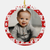 Aangepaste Foto Baby's Boy Eerste Kerstmis 2022 Keramisch Ornament (Achterkant)