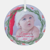 Aangepaste foto Baby's eerste kerst Glas Ornament (Voorkant)