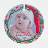 Aangepaste foto Baby's eerste kerst Glas Ornament (Achterkant)