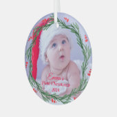 Aangepaste foto Baby's eerste kerst Glas Ornament (Voorkant links)