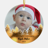 Aangepaste Foto Baby's Eerste Kerst Keramisch Ornament (Voorkant)