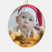 Aangepaste Foto Baby's Eerste Kerst Keramisch Ornament (Links)
