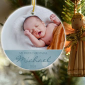 Aangepaste Foto Baby's Eerste Kerst Keramisch Ornament