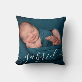 Aangepaste foto babysnaam sjabloon aandenken   kussen