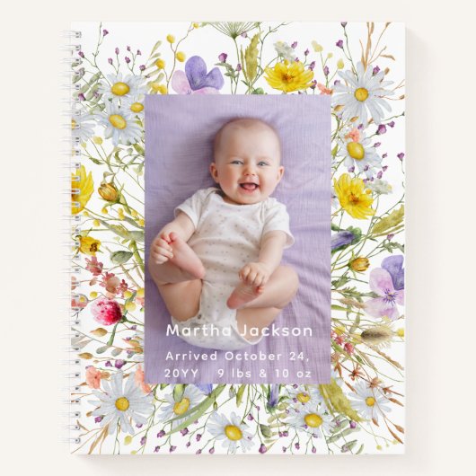 Aangepaste foto babysnaam sjabloon gepersonaliseer notitieboek (Voorkant)
