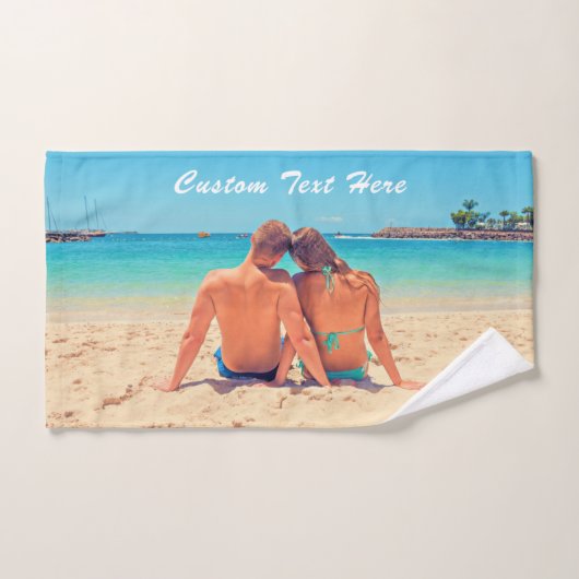 Aangepaste foto badhanddoeken met tekst bad handdoek (Handdoek)