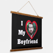 Aangepaste foto Bae I Love My Boyvriend Hangend Wandkleed (Gebogen)