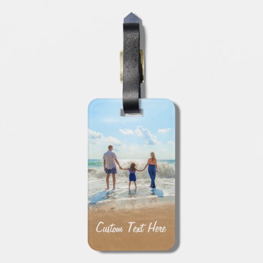 Aangepaste foto Bagagelabel met Jouw tekst naam (Achterkant verticaal)