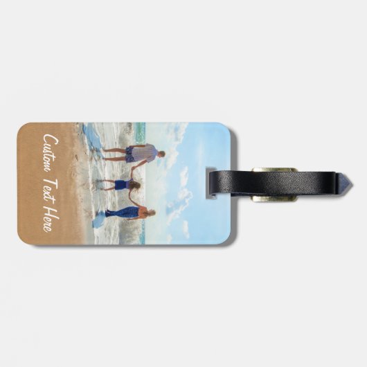 Aangepaste foto Bagagelabel met Jouw tekst naam (Achterkant horizontaal)