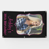 Aangepaste foto Banner Banner Roze zwart (Horizontaal)
