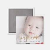 Aangepaste foto | Baptisme Gold Calligrafie Magneet (Voorkant / Achterkant)