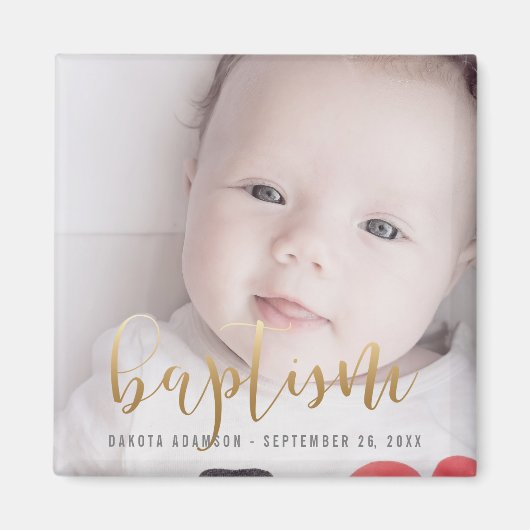 Aangepaste foto | Baptisme Gold Calligrafie Magneet (Voorkant)