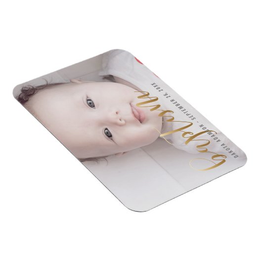 Aangepaste foto | Baptisme Gold Calligrafie Magneet (Rechterzijde)