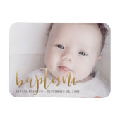 Aangepaste foto | Baptisme Gold Calligrafie Magneet (Horizontaal)