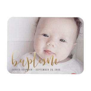 Aangepaste foto   Baptisme Gold Calligrafie Magneet