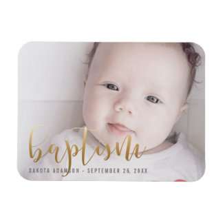 Aangepaste foto | Baptisme Gold Calligrafie Magneet