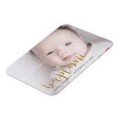 Aangepaste foto | Baptisme Gold Calligrafie Magneet (Linkerzijde)