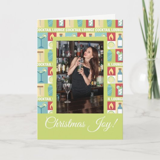Aangepaste foto-Bartender-kerstfoto Feestdagen Kaart (Voorkant)