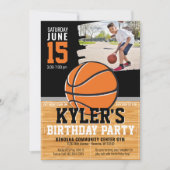 Aangepaste foto Basketbal Thema Jongen Verjaardags Kaart (Voorkant)